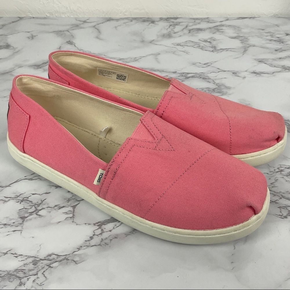 Toms Pink Bubble Gum Canvas Belmont Alpargata Slip On Shoes Youth 5 Nwob
